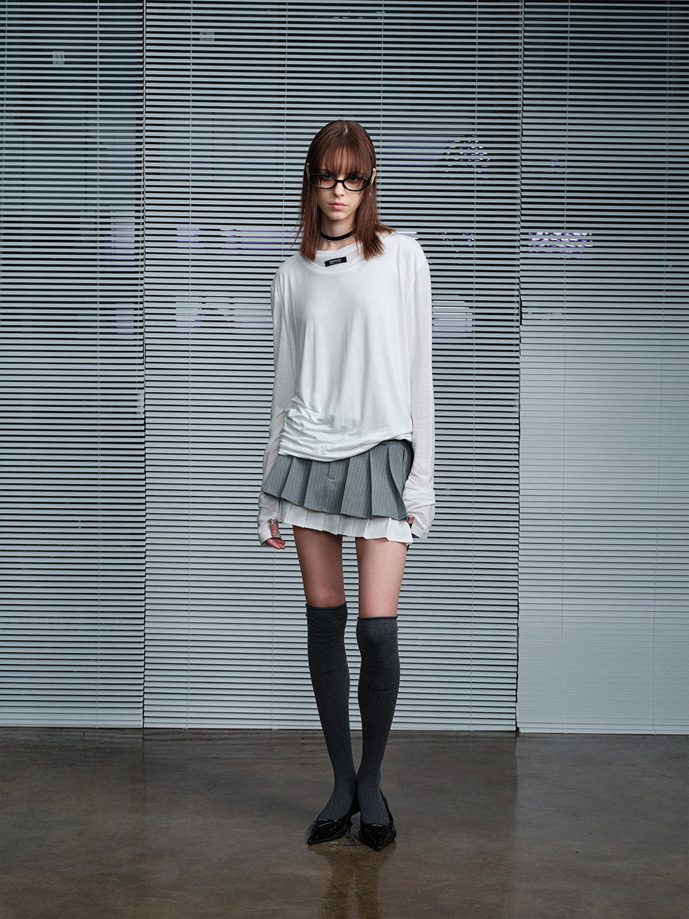 MUKTANK X MODULER Silk-like Faux Two-piece Long Sleeve T-shirt