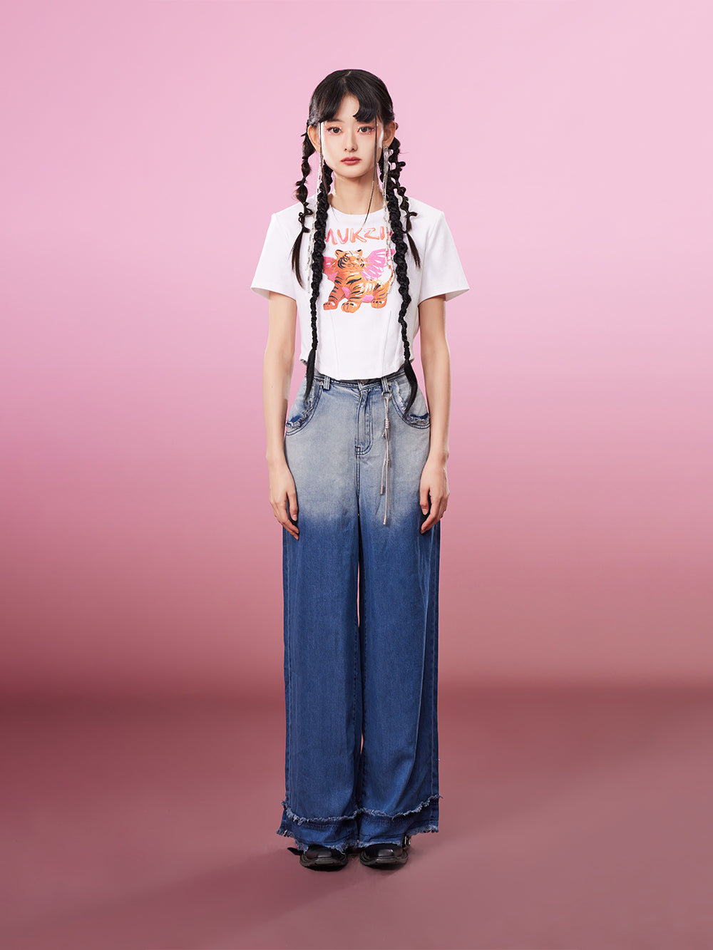 MUKZIN  2-color Short Print All-match Cute Casual T-shirt