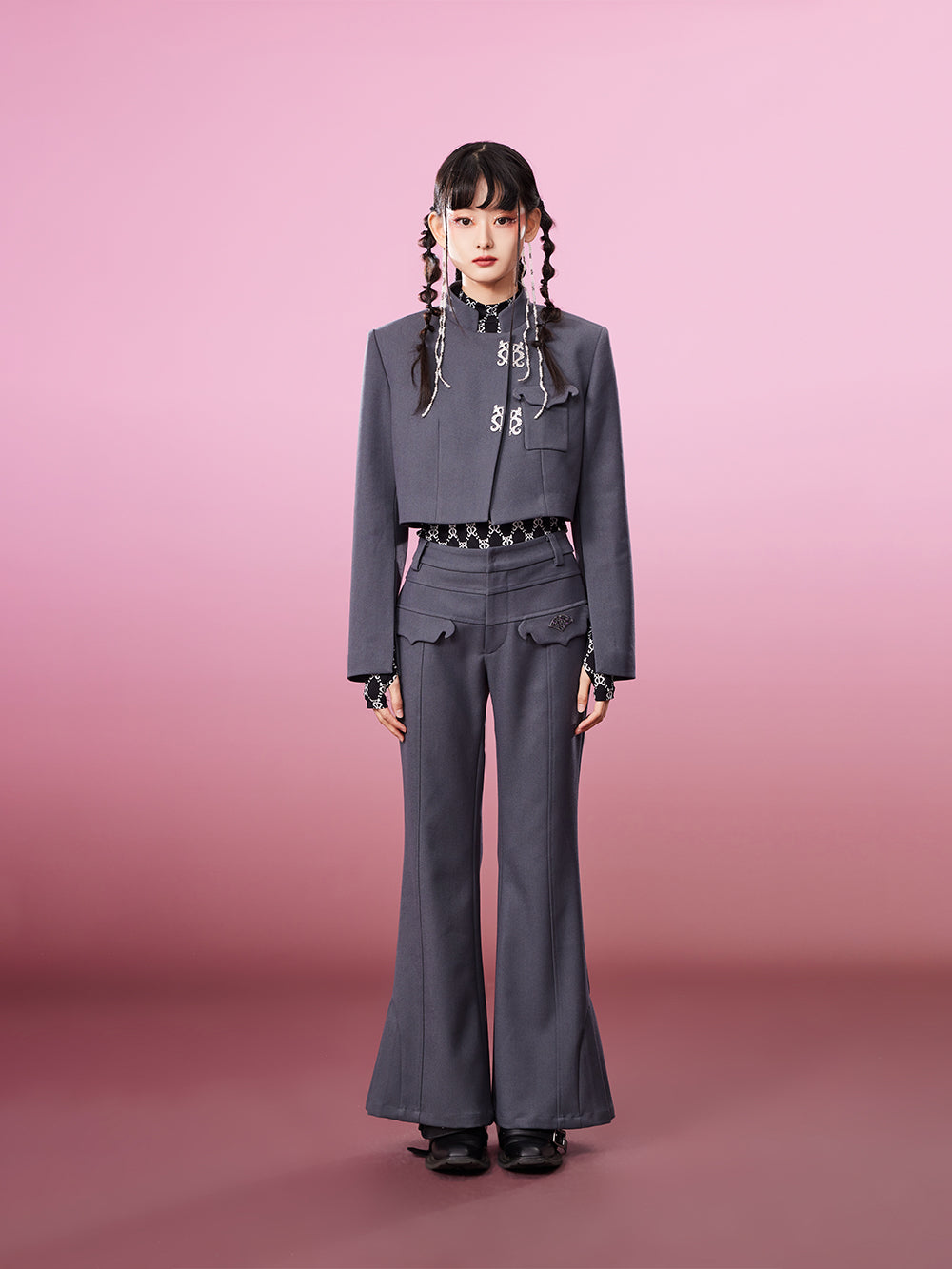 MUKZIN High Waist Flared Wide-leg Trousers