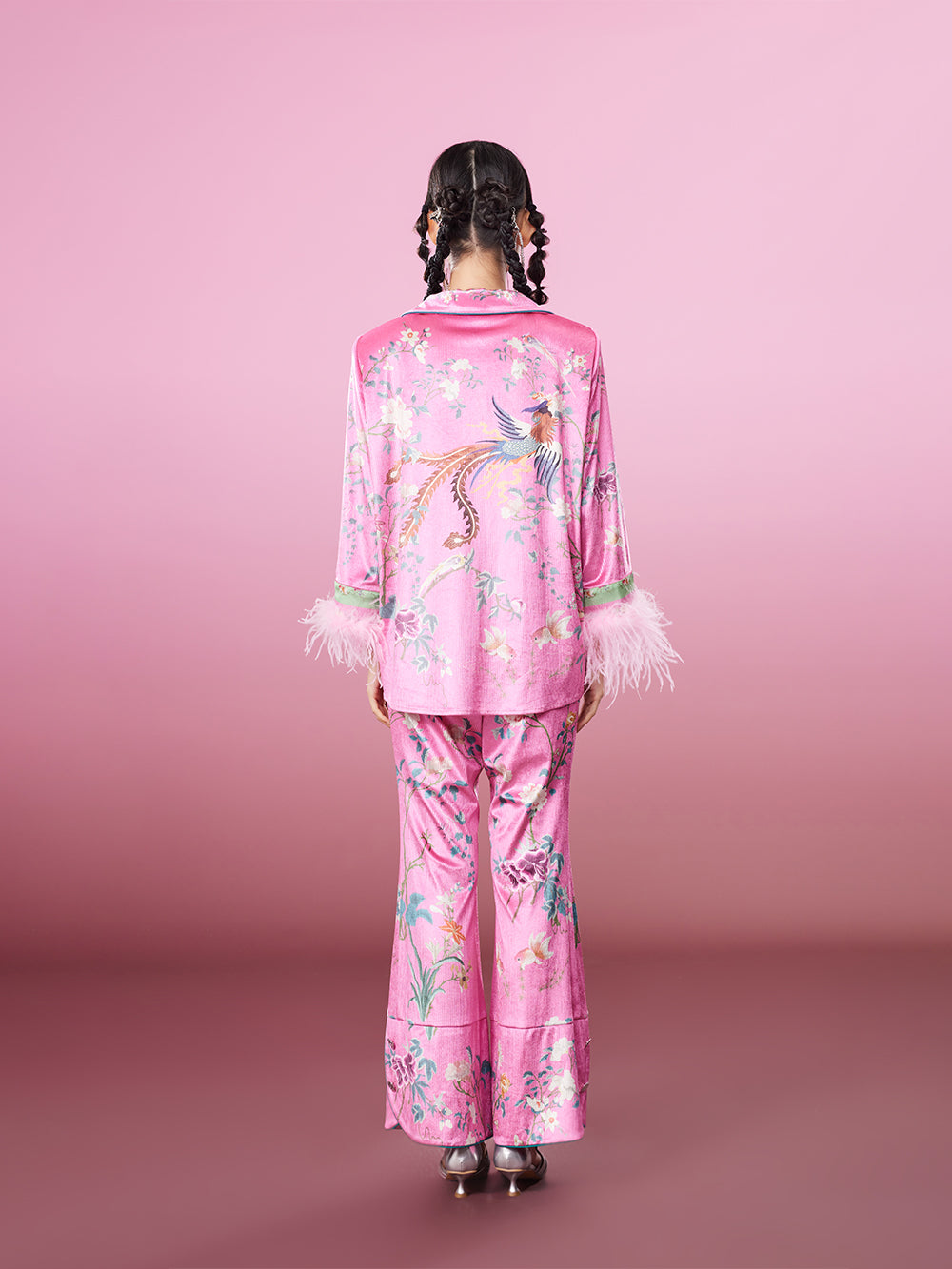 MUKZIN Pink Printed Fleece Original Retro Comfort Shirt