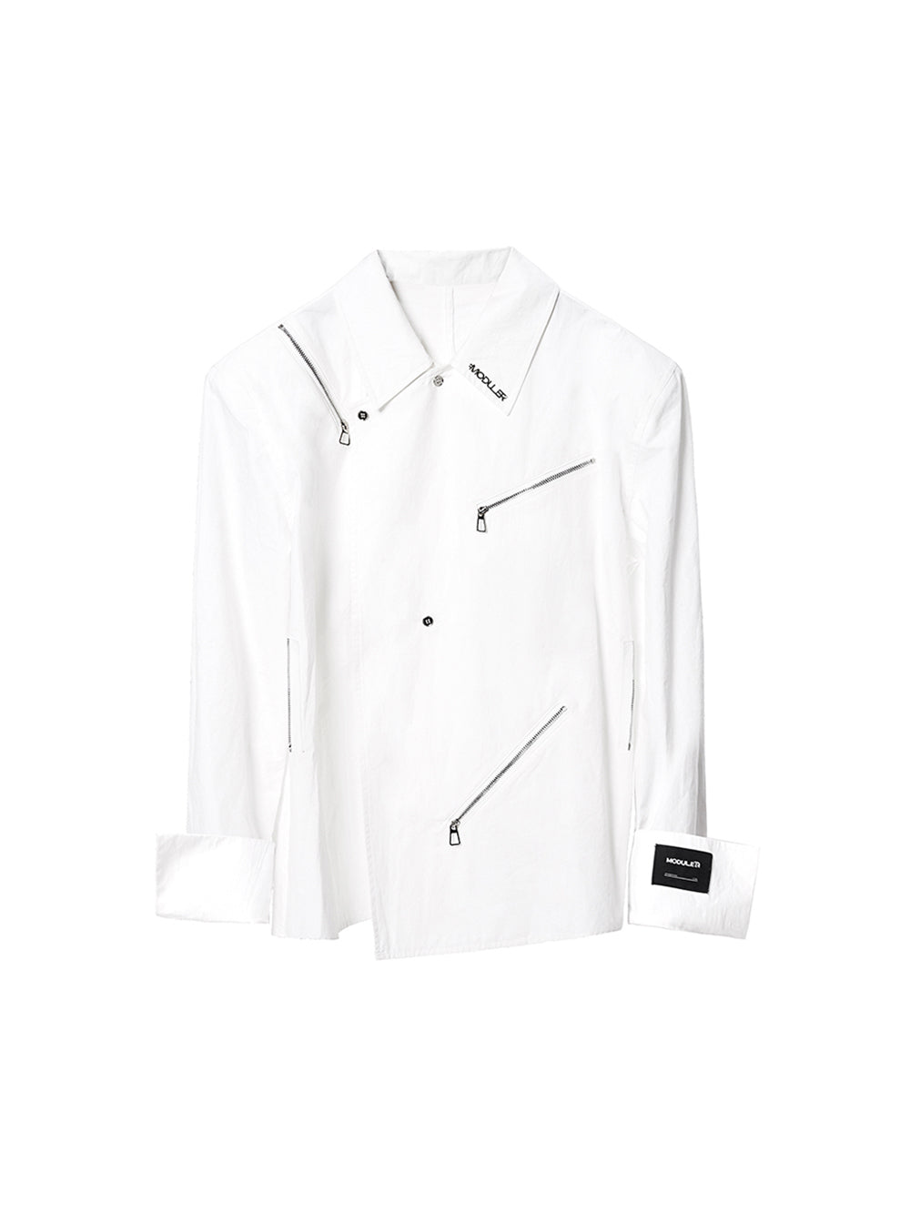 MUKTANK×MODULER Slant Collar Zip Shirt