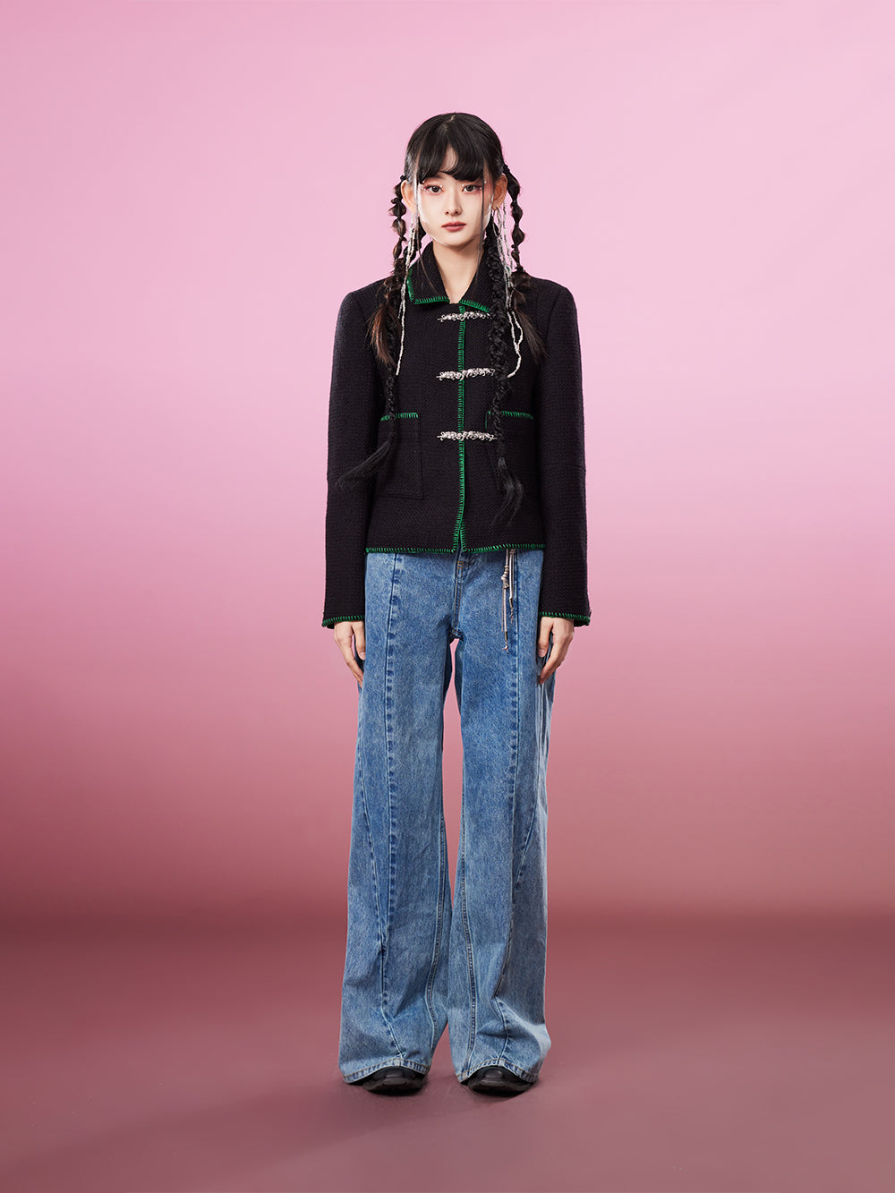 MUKZIN Retro Black Simple Slim Coat