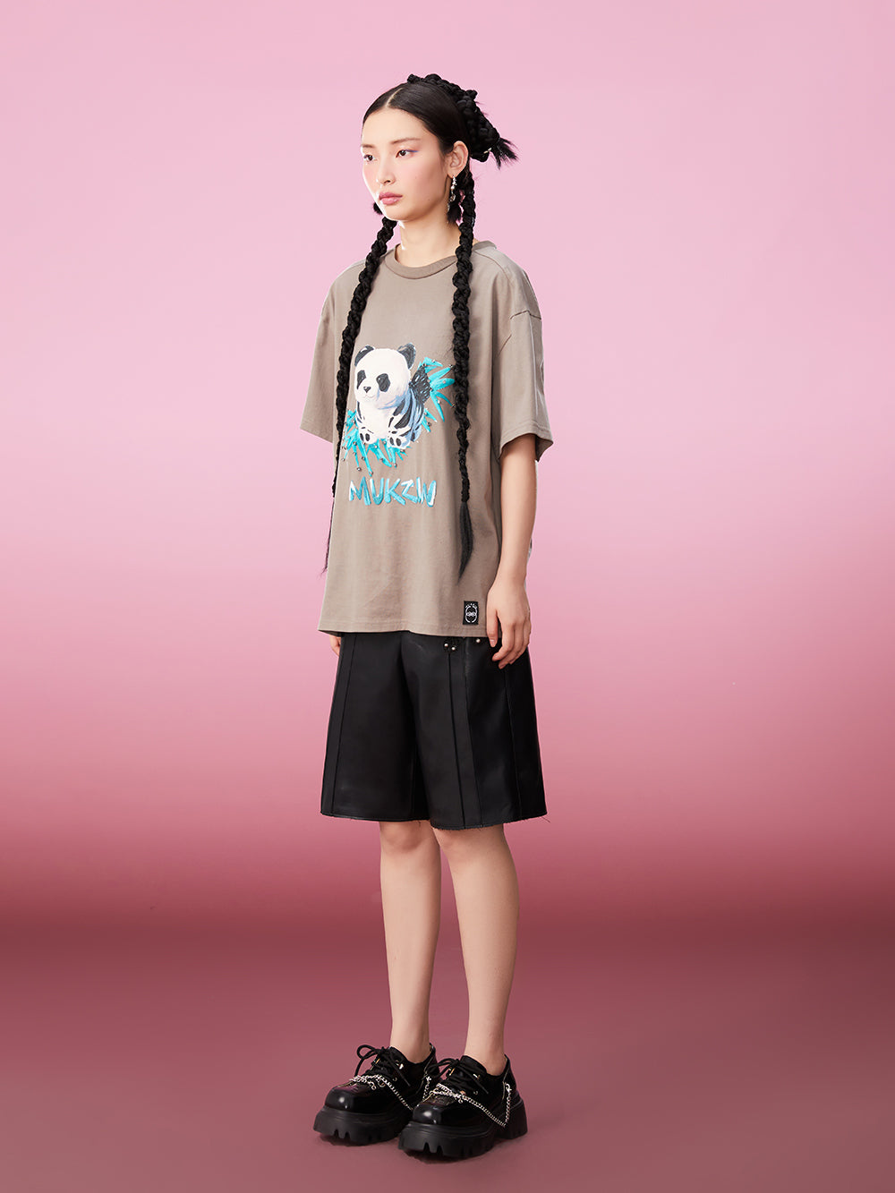 MUKZIN All-match Classic Casual Panda Print Loose 2-color T-shirts