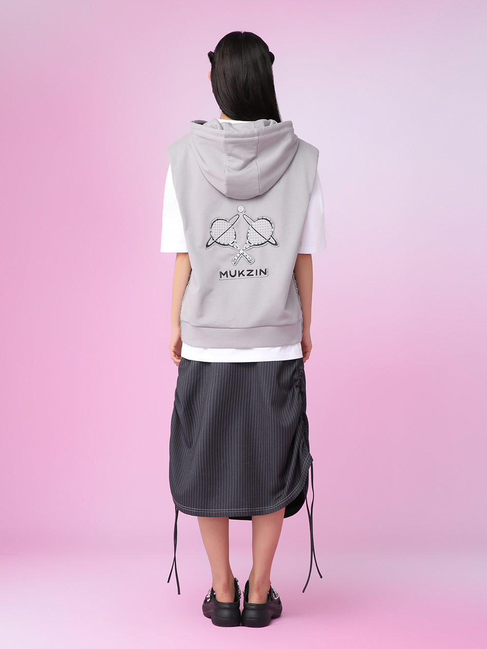 MUKZIN Casual Gray Hat Simple Sleeveless Hoodie
