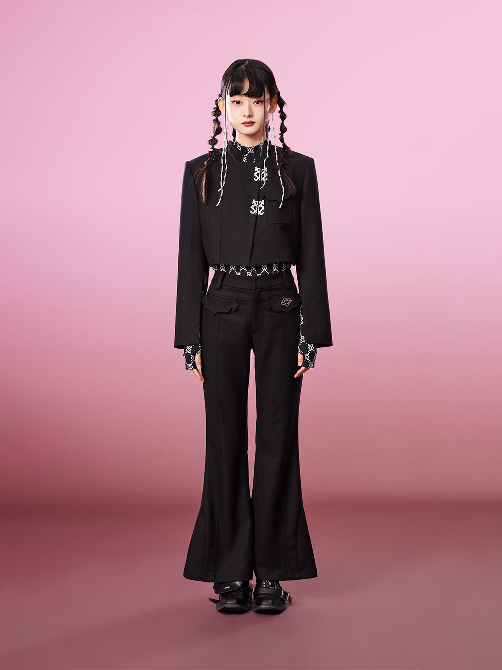 MUKZIN Stand Collar New Chinese Style Short Black All-match Coat