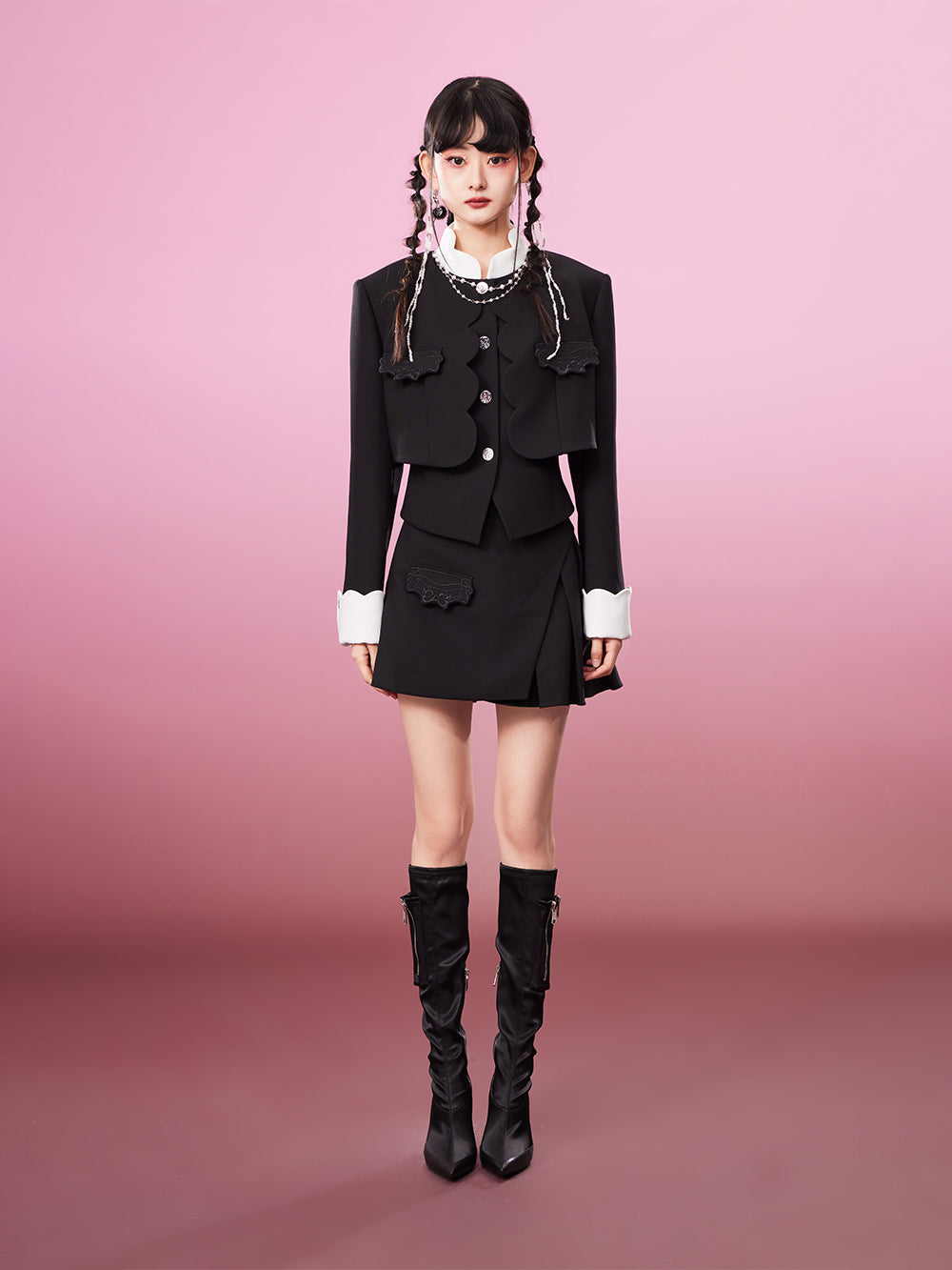 MUKZIN Slim Popular Short Elegant Black Coat