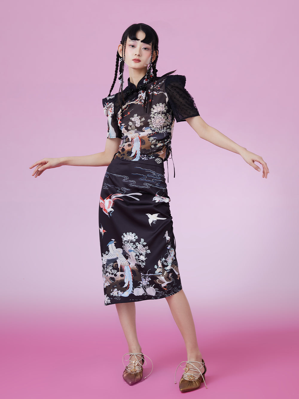 MUKZIN Stunning Vintage Original Skirt Slim Print