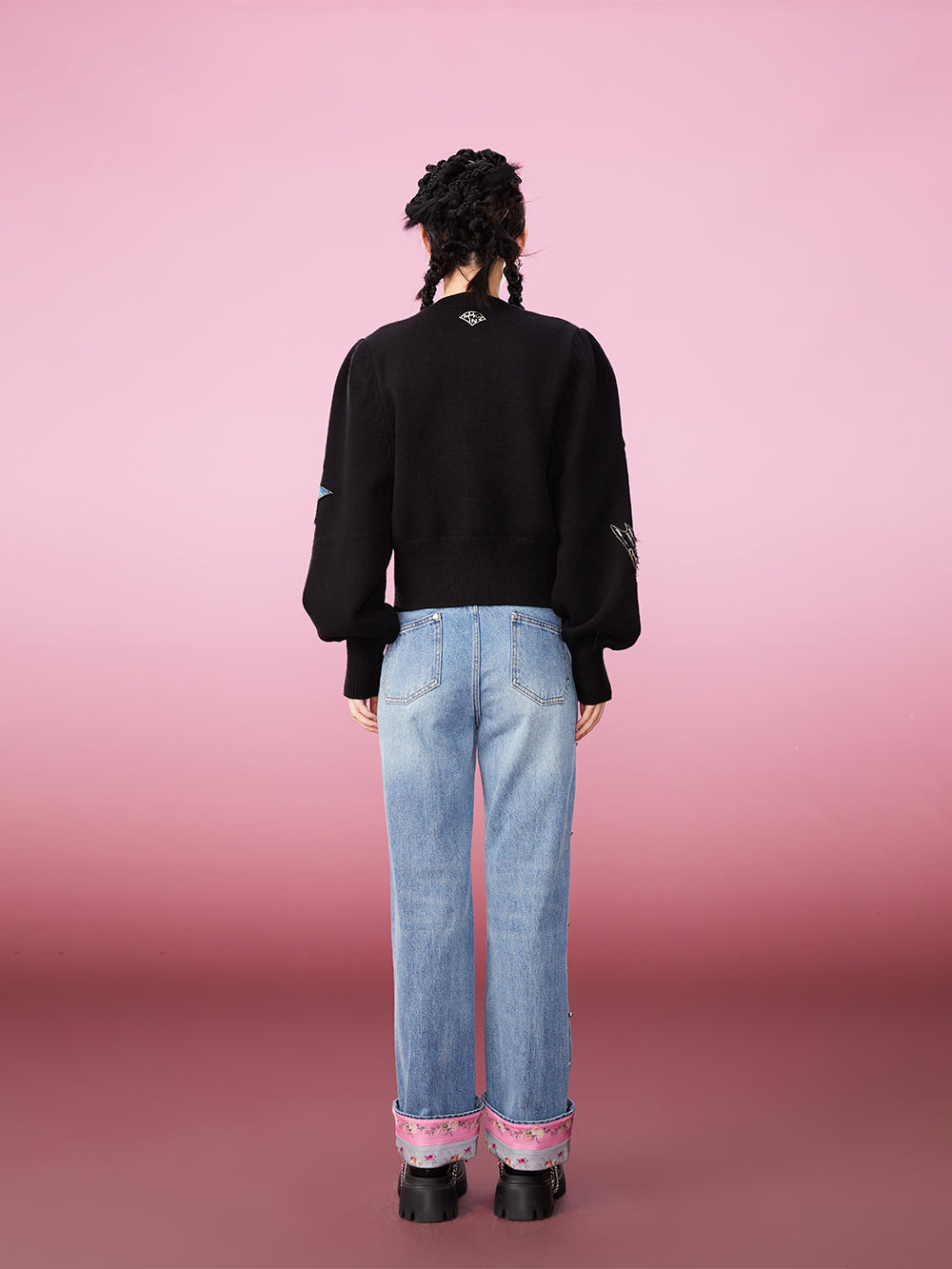 MUKZIN Rivet Paneled Straight Leg Jeans