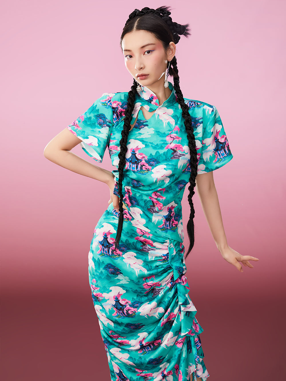 MUKZIN Printed Cool Thin Green Retro Style T-shirts