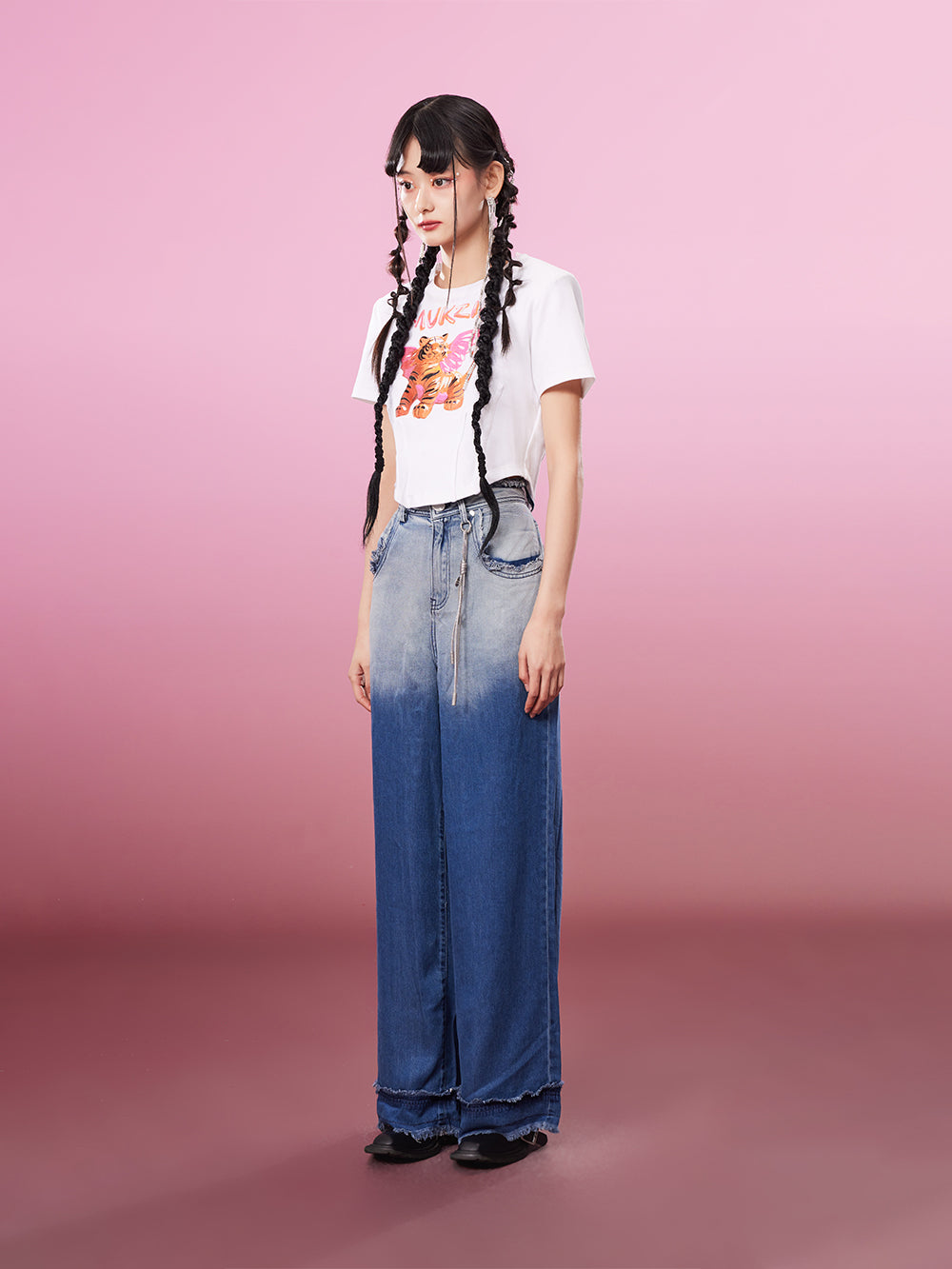 MUKZIN  2-color Short Print All-match Cute Casual T-shirt