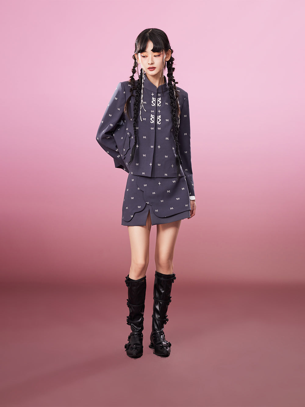 MUKZIN Age-reducing Embroidered Slim Fit Campus Style Comfortable Skirt