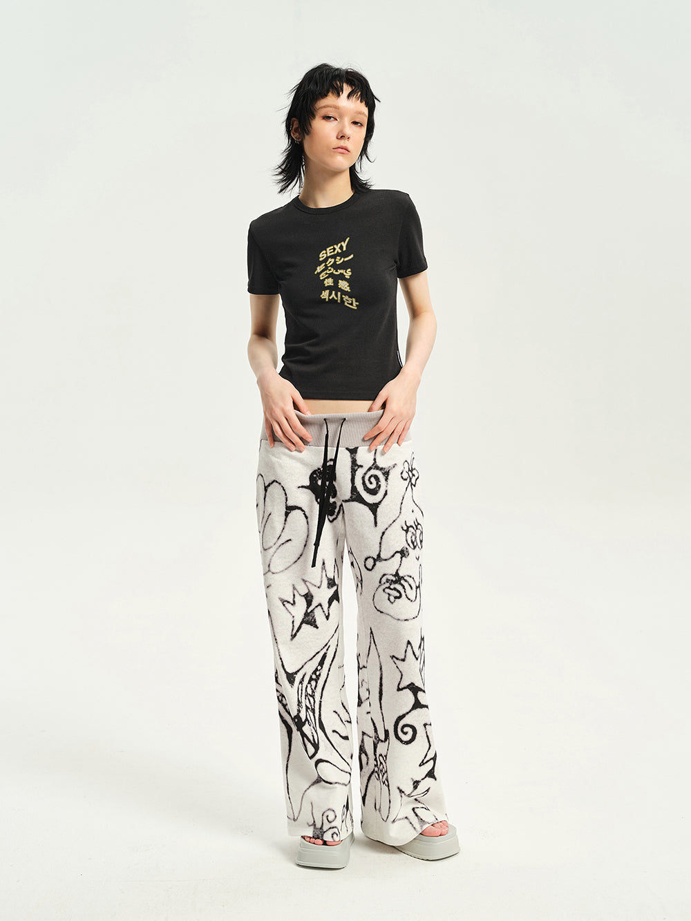 23SS Letter Print T-shirt Black Slim Casual Comfort
