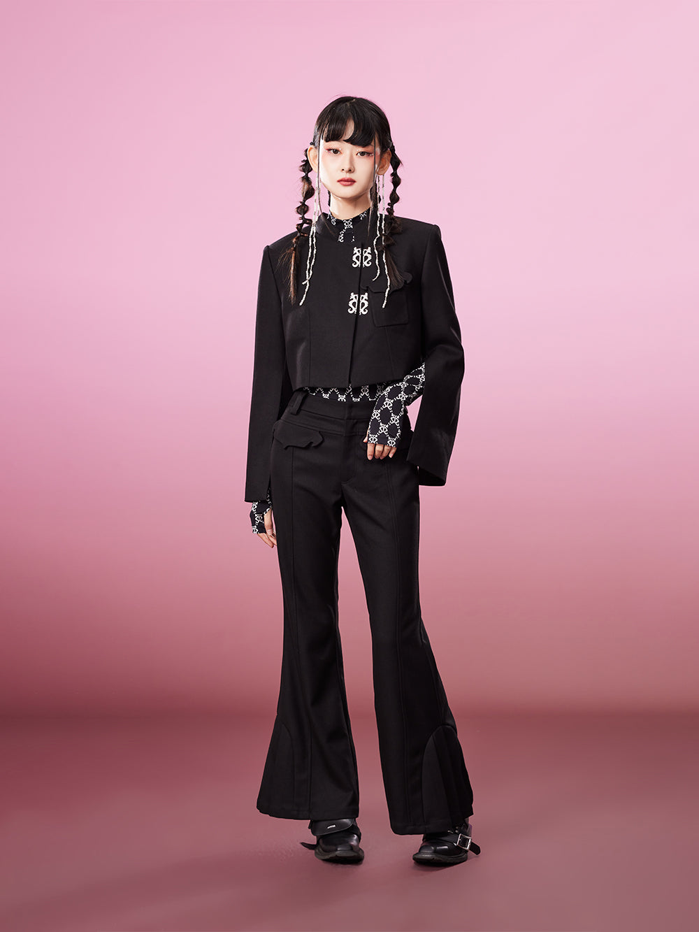 MUKZIN Stand Collar New Chinese Style Short Black All-match Coat