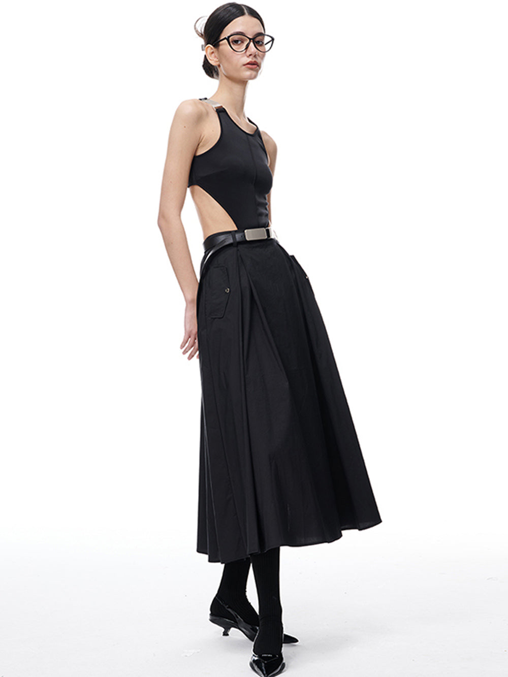 MUKTANK×MODULER Backless A-line Maxi Dress
