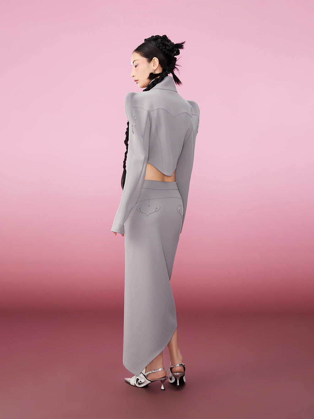 MUKZIN Gray Irregular Commuter Style Slim All-match Skirts