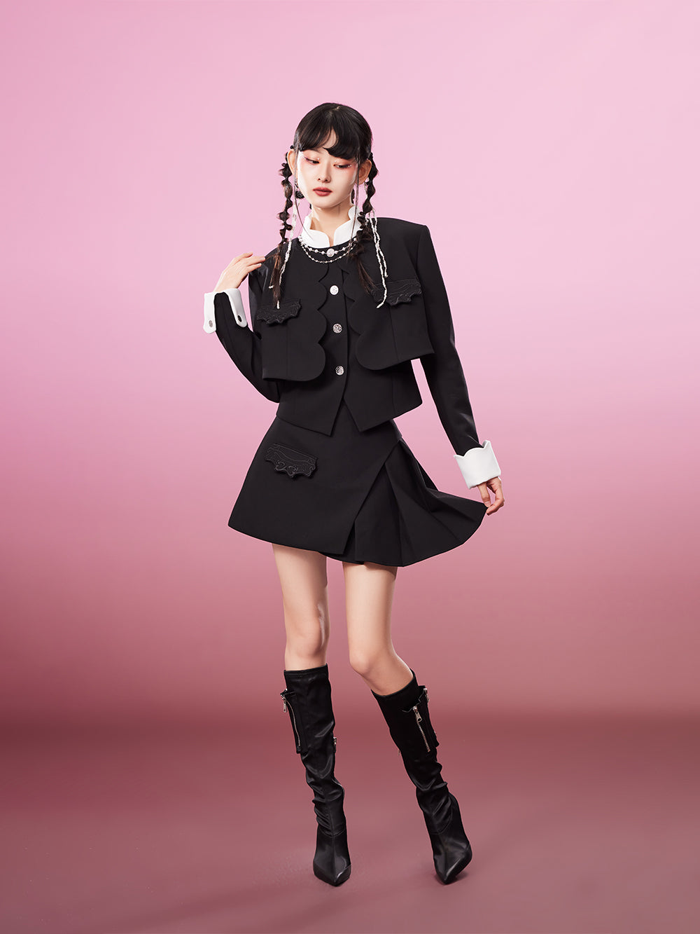 MUKZIN Slim Popular Short Elegant Black Coat