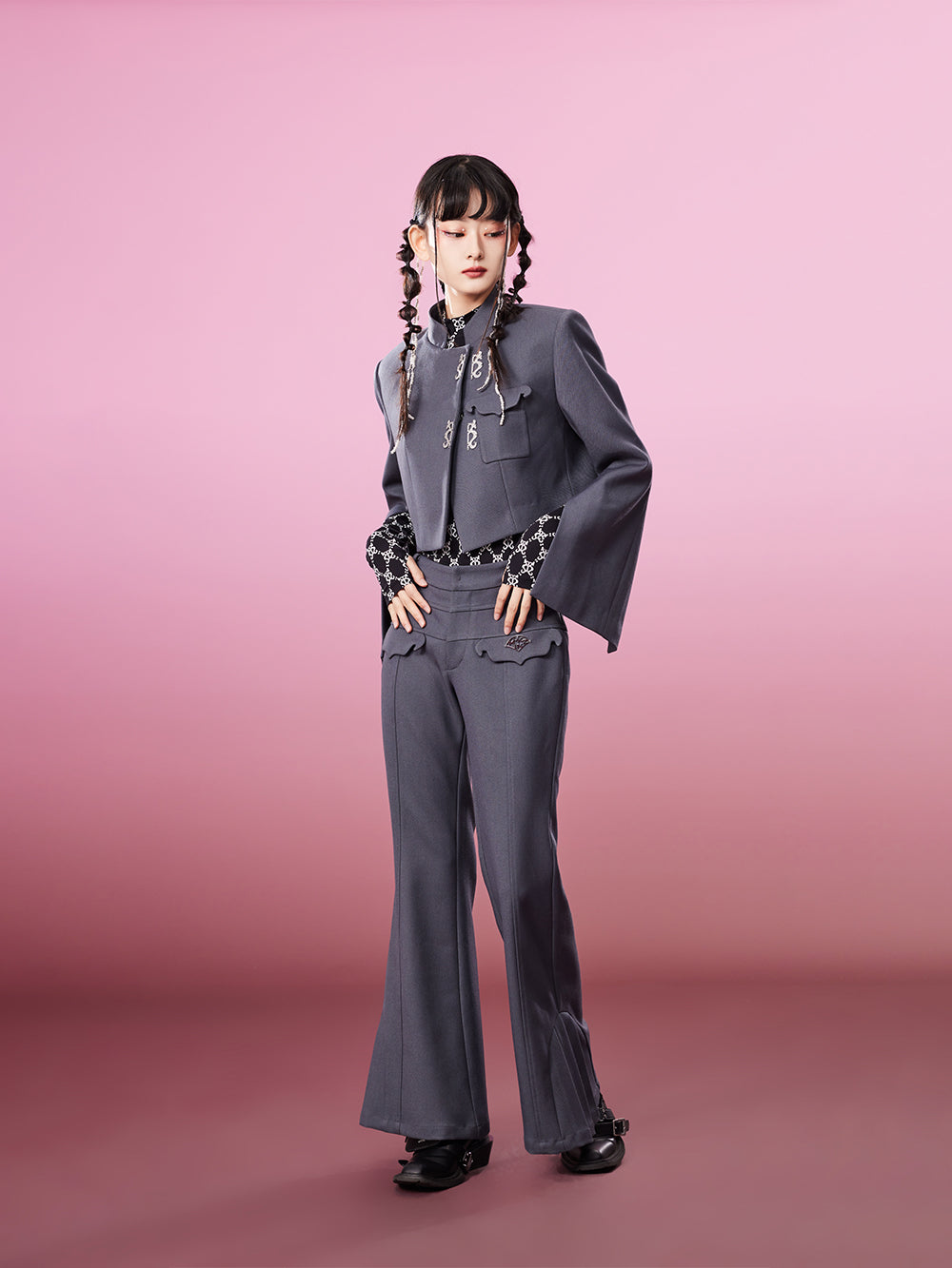 MUKZIN Vintage Pop Gray Cropped High Quality Coat