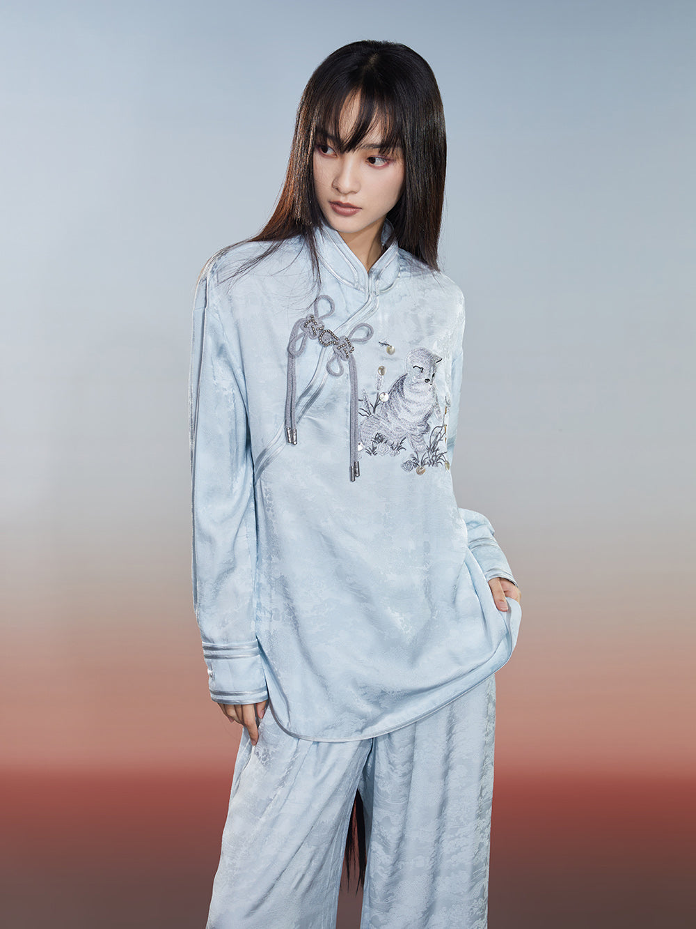 MUKZIN Eye-catching Fresh Blue Versatile New Chinese Style Comfortable Shirt