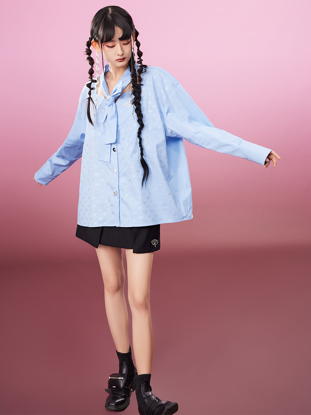 MUKZIN Soft Hot Diamond Blue Loose Casual High Quality Shirt