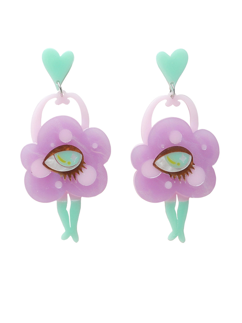MUKTANK×QUANDO Moon Cute Resin Inlay Sterling Silver Earrings