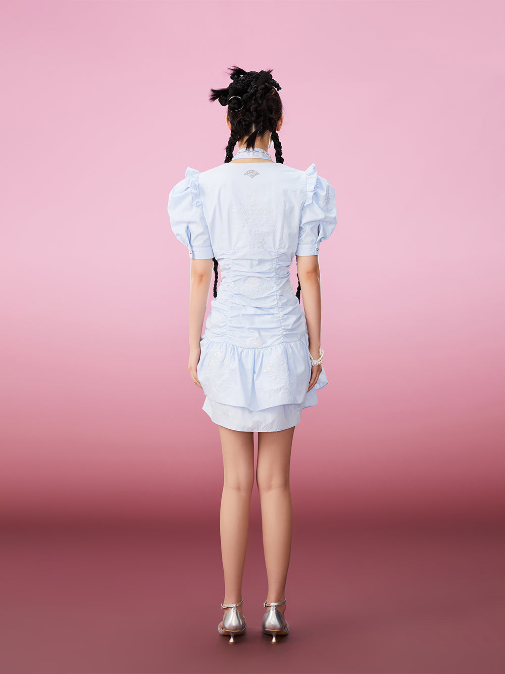 MUKZIN V-neck Solid Color Simple Temperament Fashion Cheongsam Dress