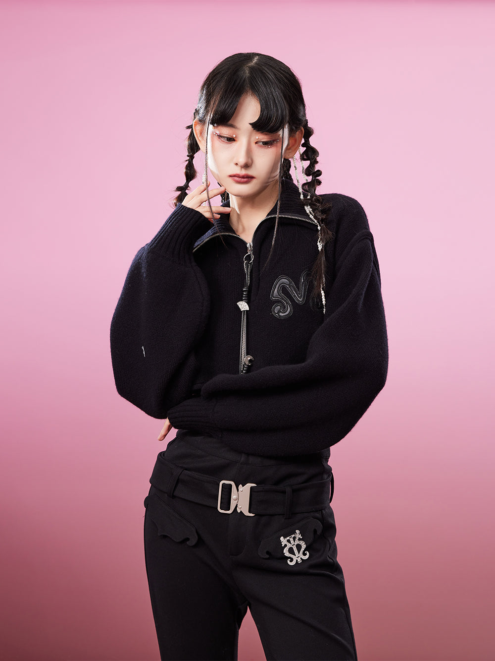 MUKZIN Slim Black Knit Short All-match Cardigan