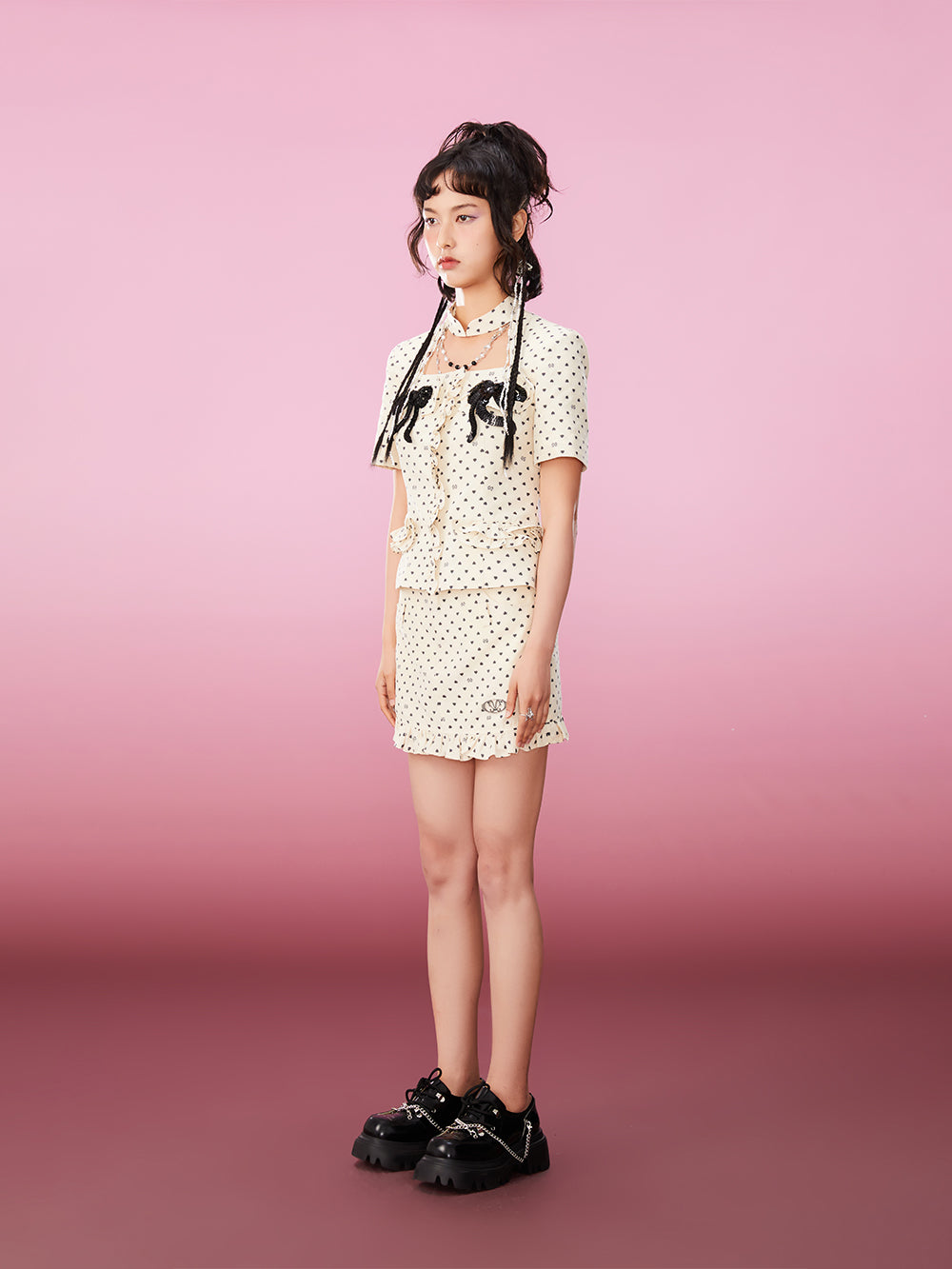 MUKZIN Sweet Style Heart Pattern Elegant High Quality Skirts