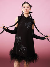 MUKZIN Ribbon Sequin Embroidered Knit Sleeve Modified Cheongsam