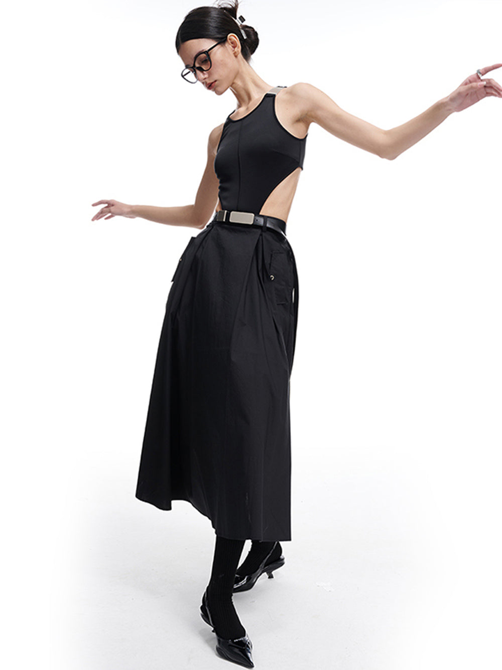 MUKTANK×MODULER Backless A-line Maxi Dress