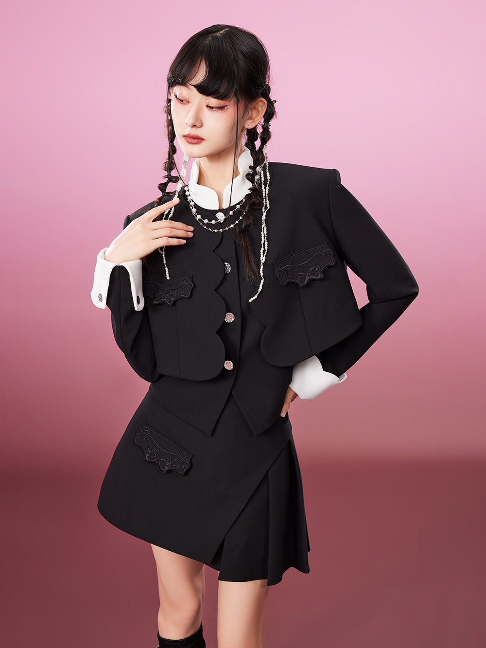 MUKZIN Slim Popular Short Elegant Black Coat