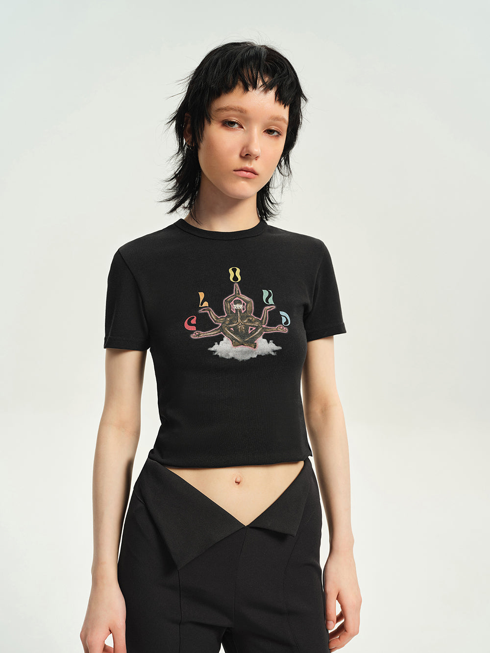 23SS Cloud Theme Print Simple T-shirt Street Style