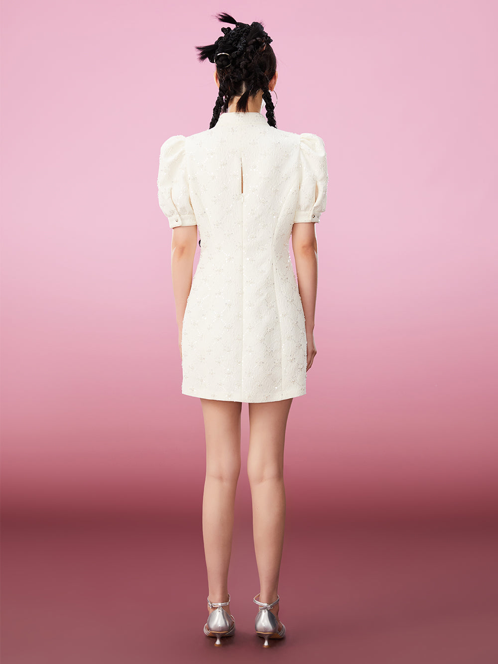 MUKZIN Elegant Classic Vintage Cheongsam Dress Embroidered Jacquard