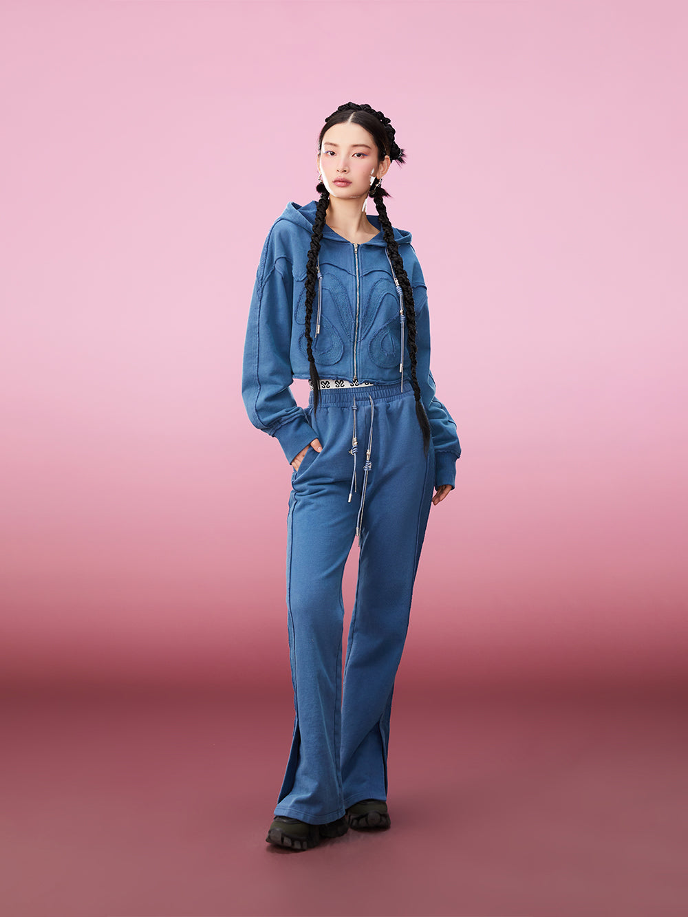 MUKZIN Slim Blue Comfortable Sports Straight Leg Pants