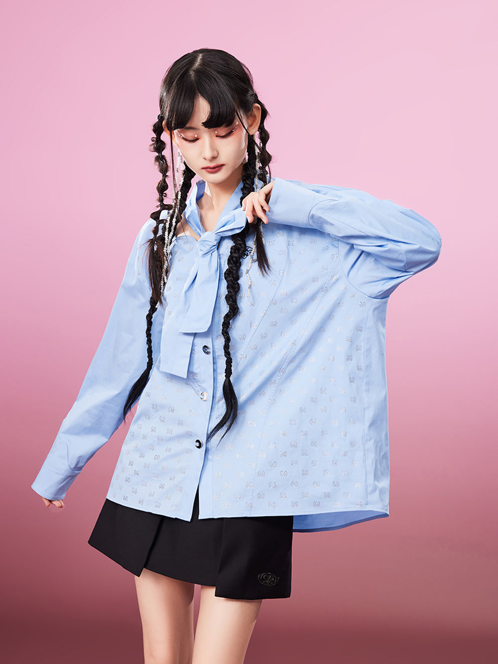 MUKZIN Soft Hot Diamond Blue Loose Casual High Quality Shirt
