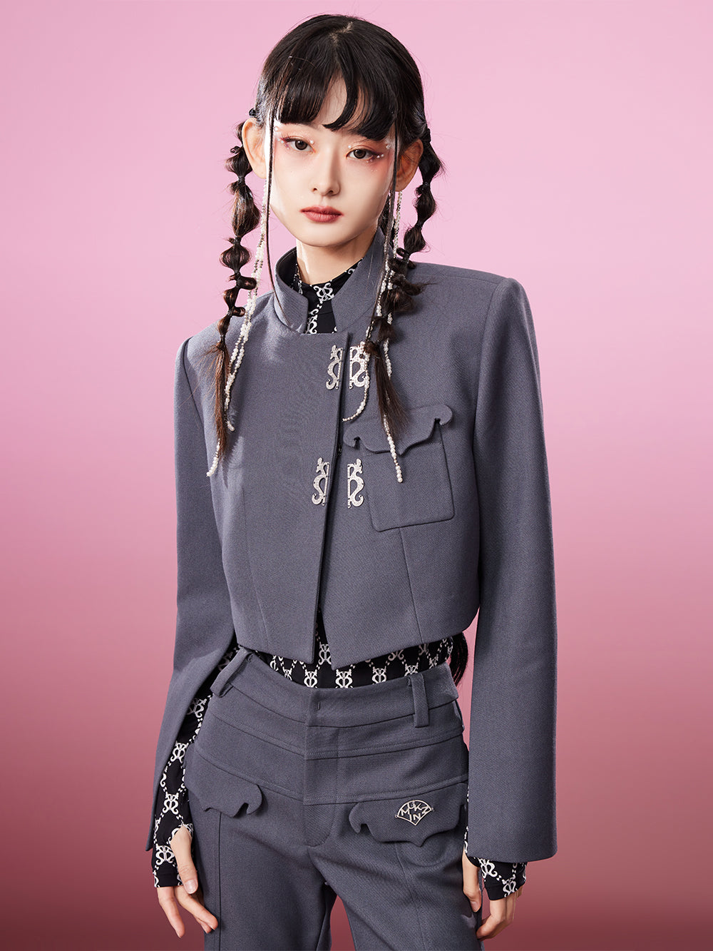 MUKZIN Vintage Pop Gray Cropped High Quality Coat