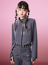 MUKZIN Vintage Pop Gray Cropped High Quality Coat