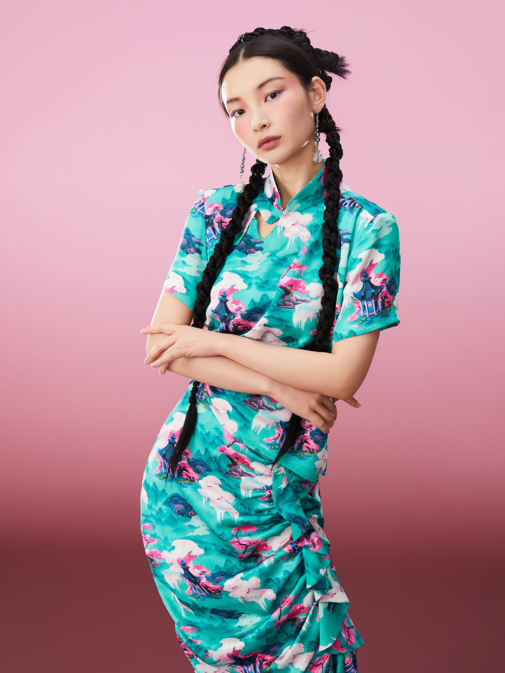 MUKZIN Printed Cool Thin Green Retro Style T-shirts