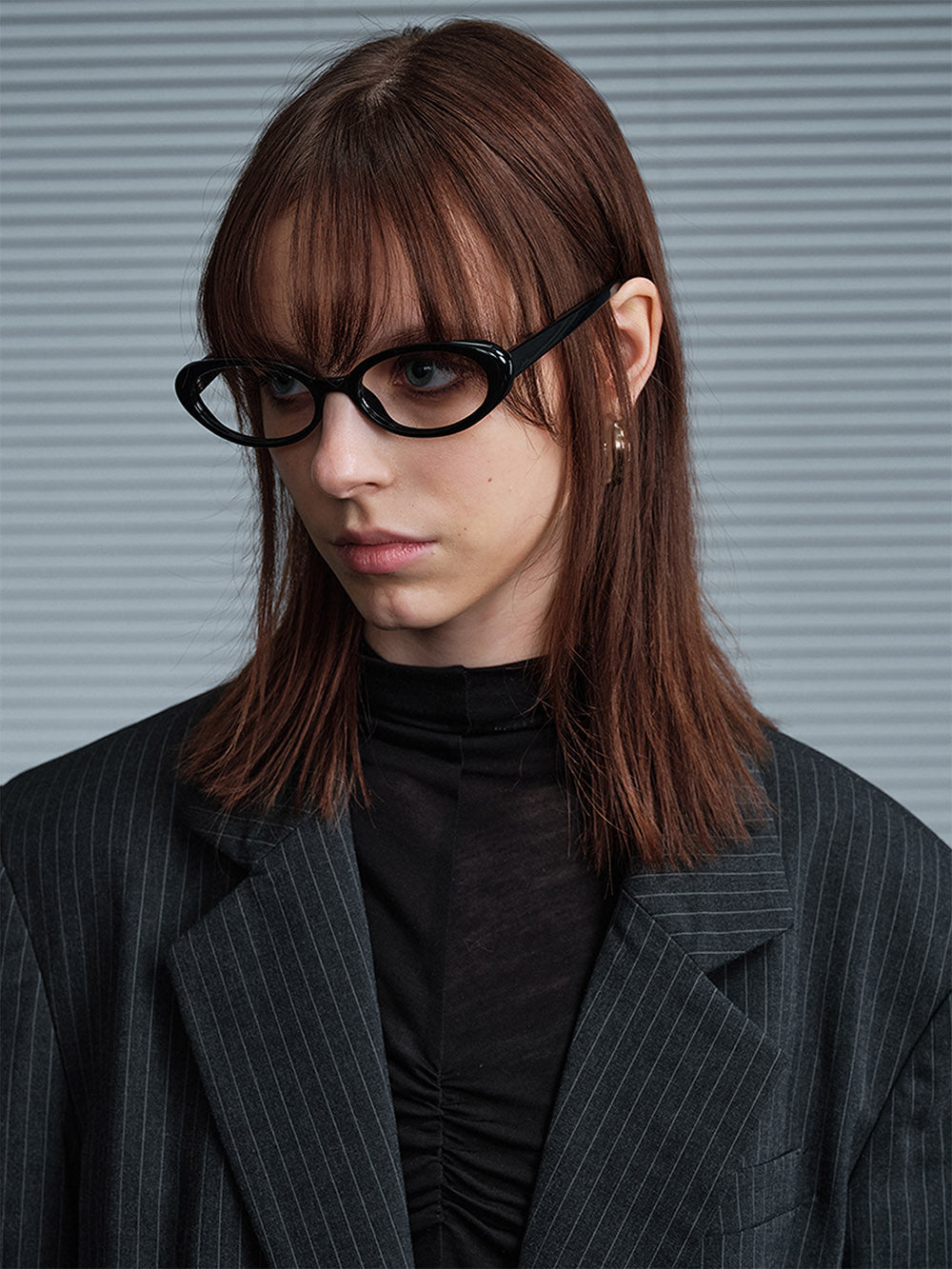 MUKTANK X MODULER Dark Grey Striped Oversized Blazer