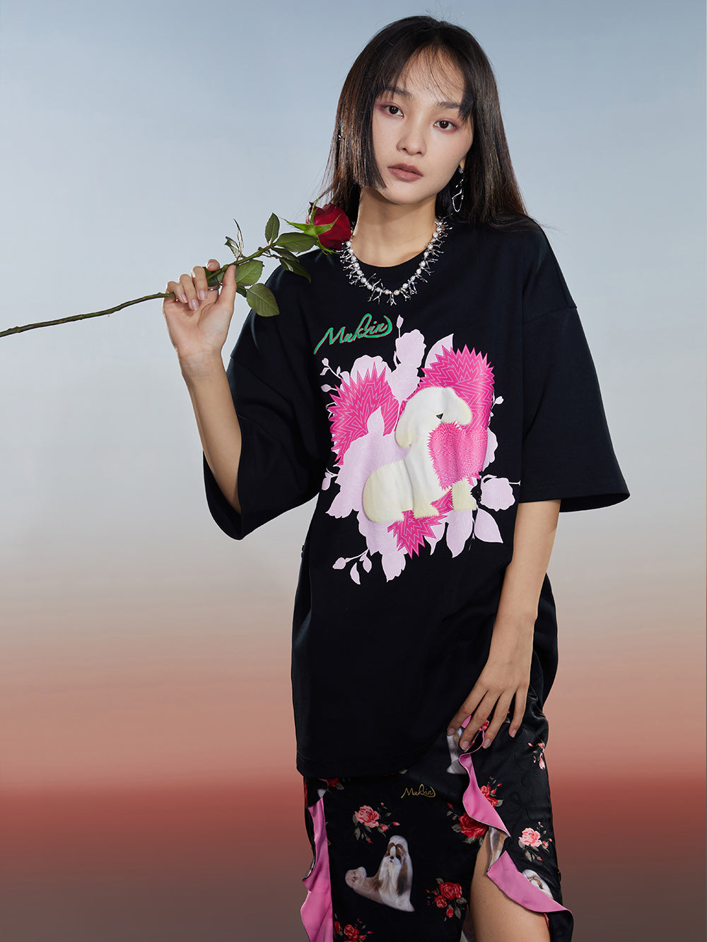 MUKZIN 2-Color Loose Casual Cute Printed T-shirt