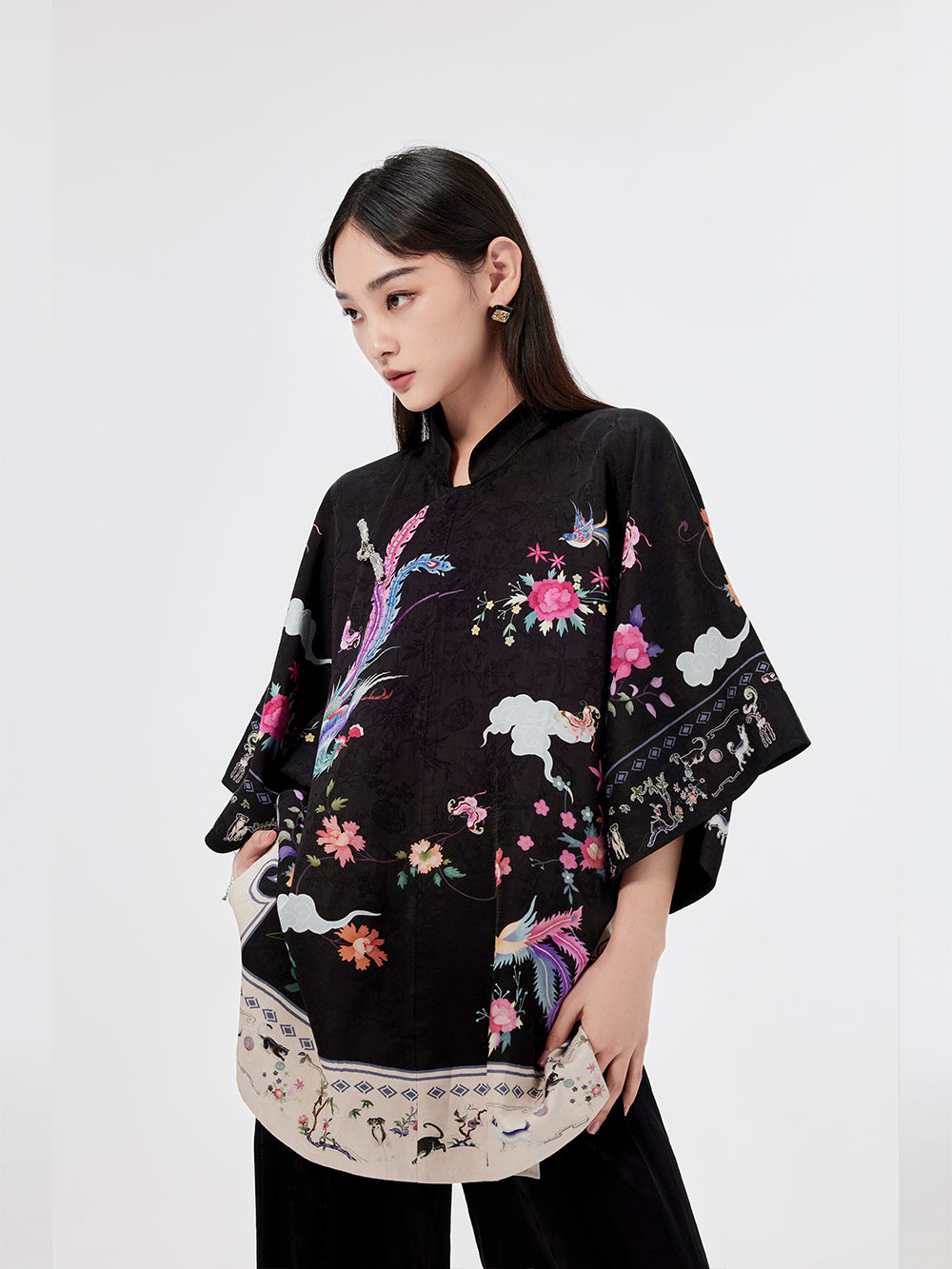 MUKZIN Animal Print Cheongsam Shirt