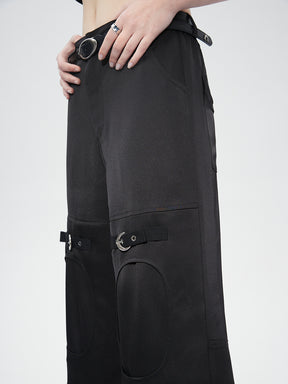 MUKTANK×WESAME Workwear Satin Low-waist Flared Pants Parachute Design
