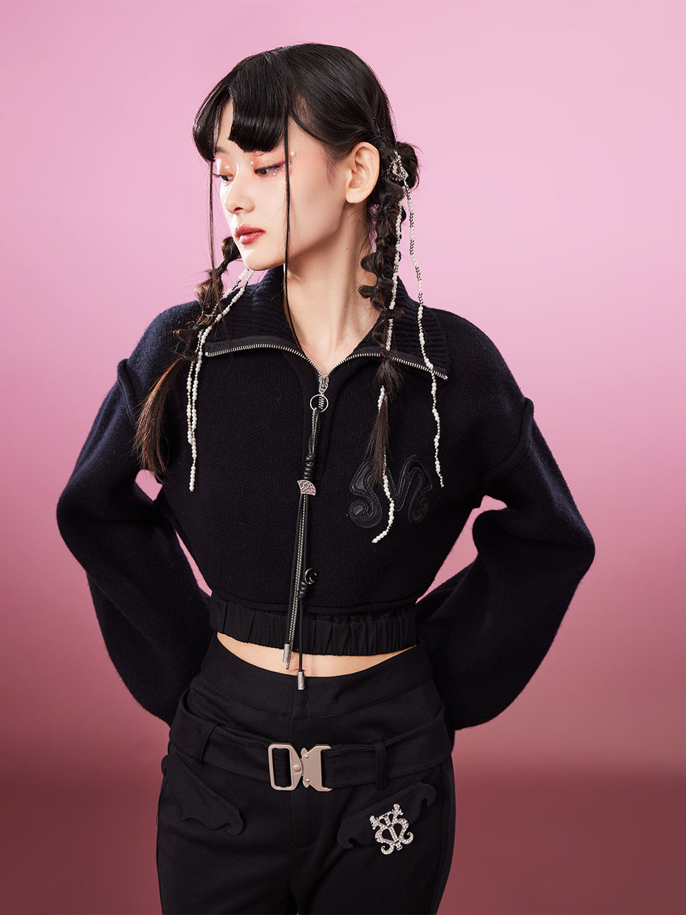 MUKZIN Slim Black Knit Short All-match Cardigan