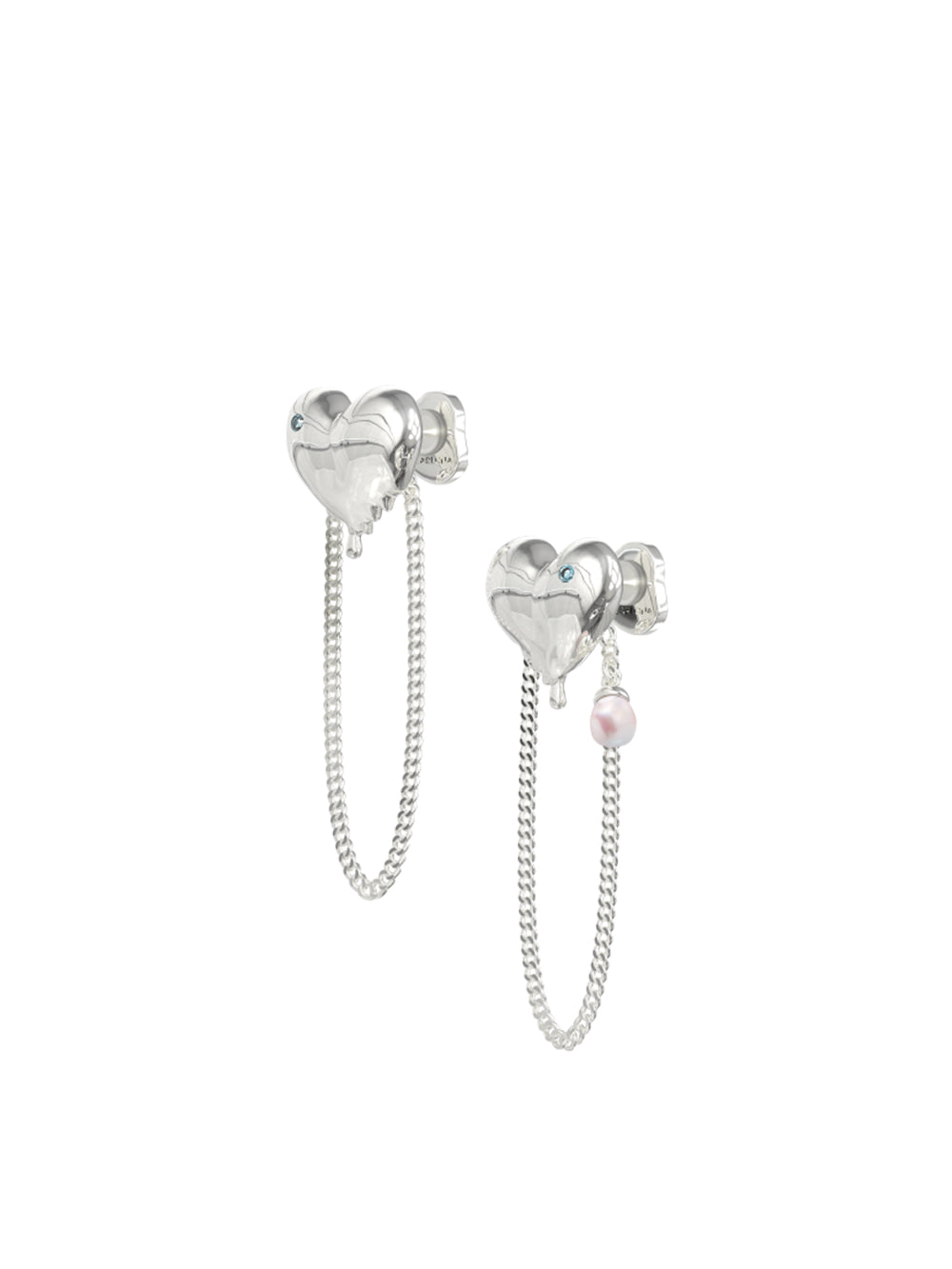 MUKTANK×PEARLONA Oceanic Feel/ Melting Heart Baroque Pearl Chain Earrings