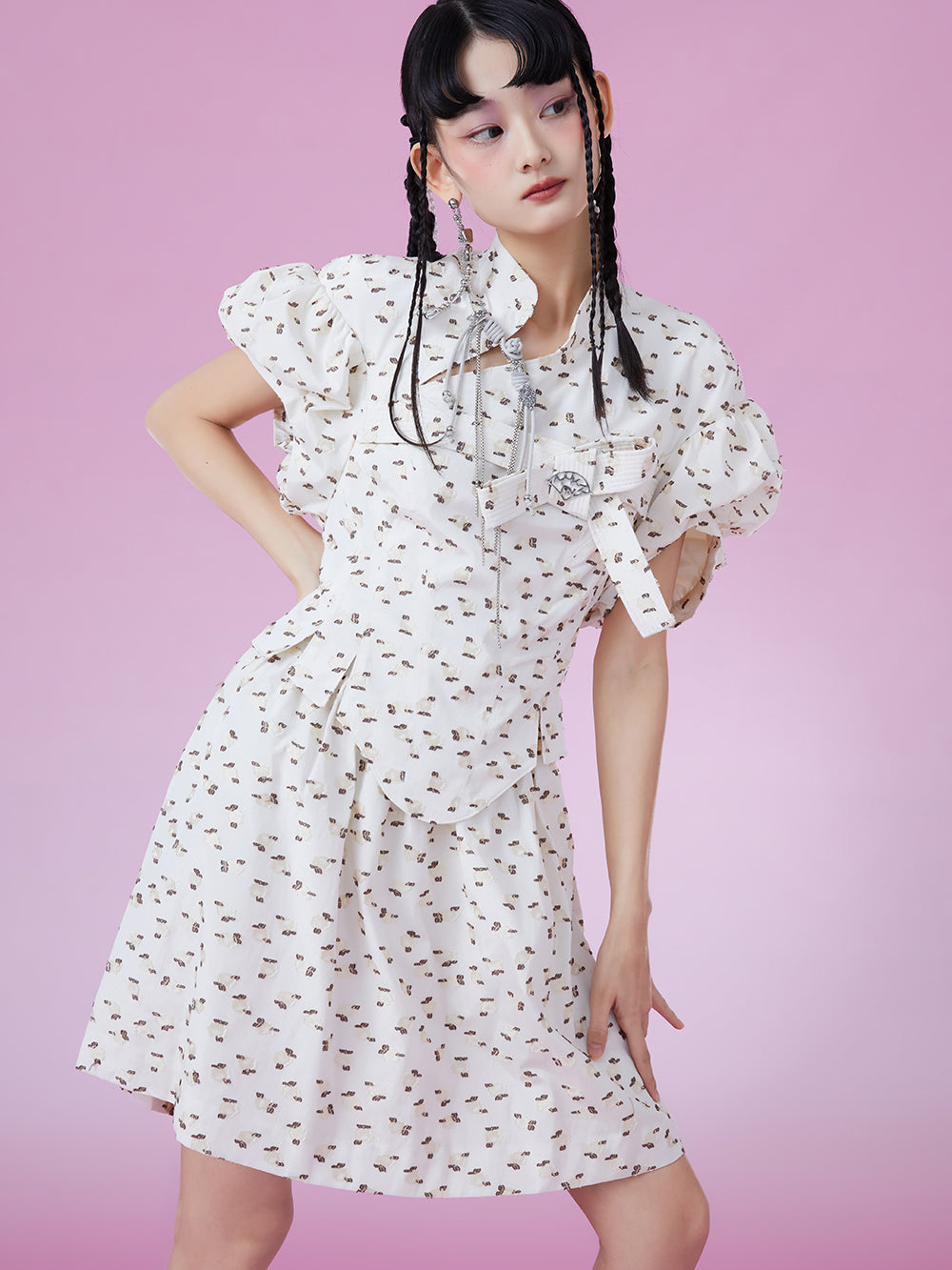 MUKZIN Sweet Puff Sleeve Polka Dot Fashion Dress