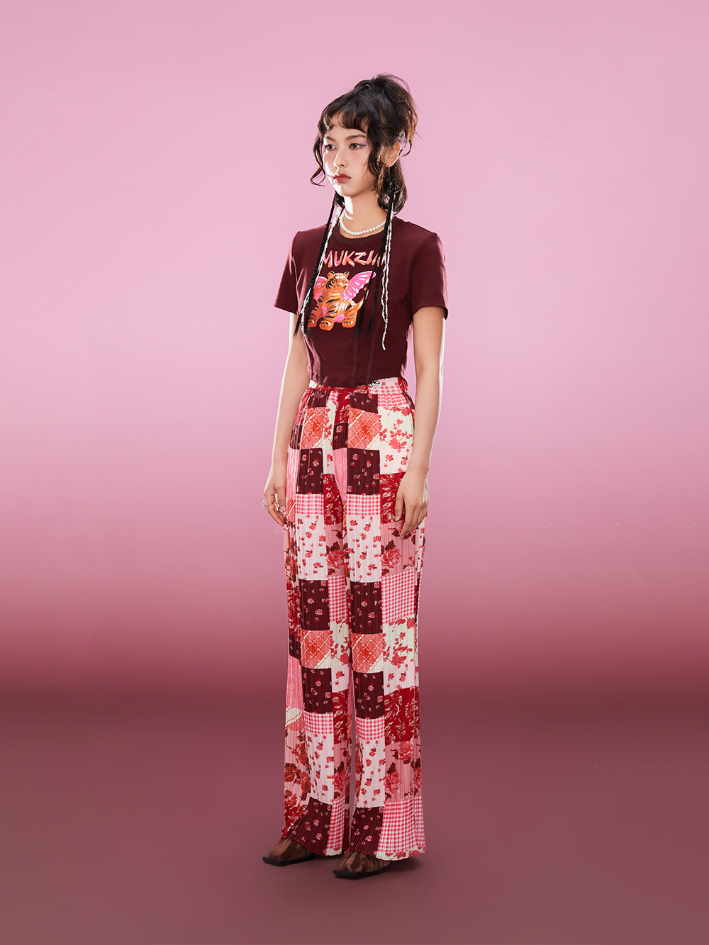 MUKZIN  2-color Short Print All-match Cute Casual T-shirt