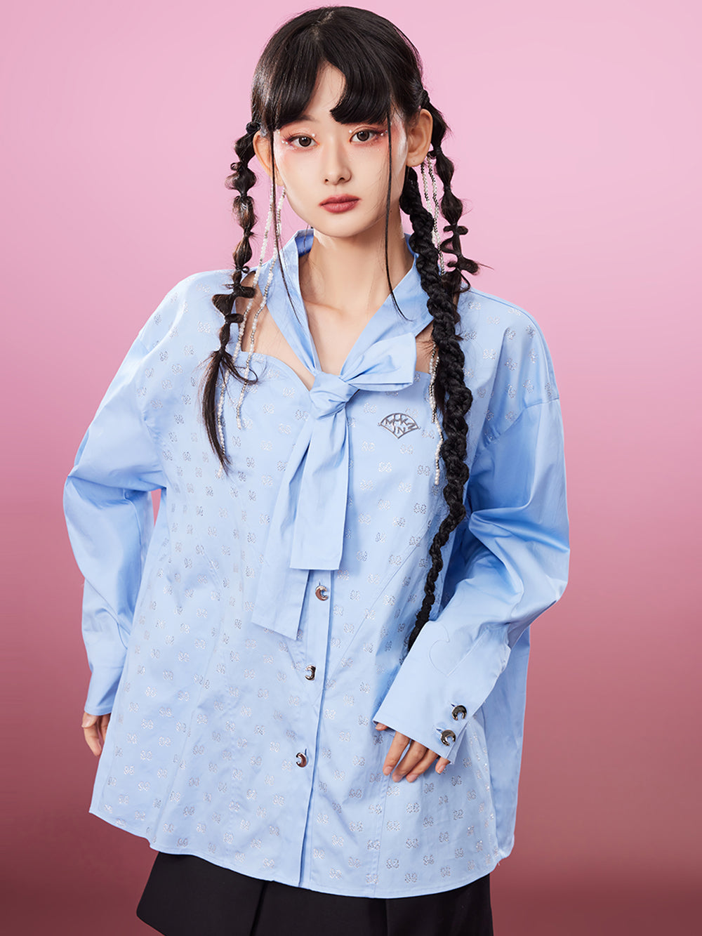 MUKZIN Soft Hot Diamond Blue Loose Casual High Quality Shirt