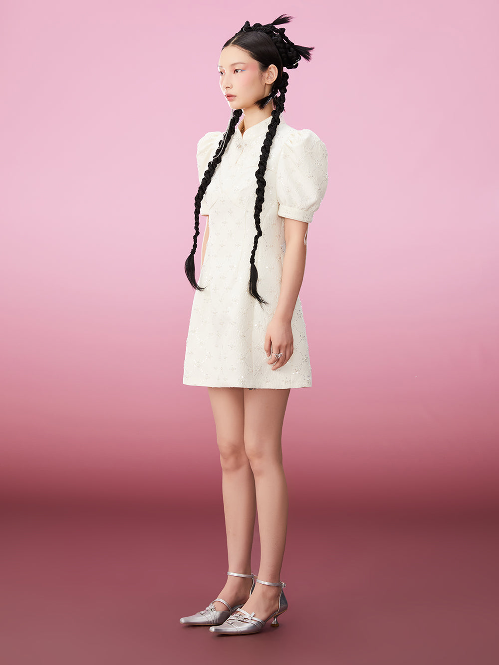 MUKZIN Elegant Classic Vintage Cheongsam Dress Embroidered Jacquard