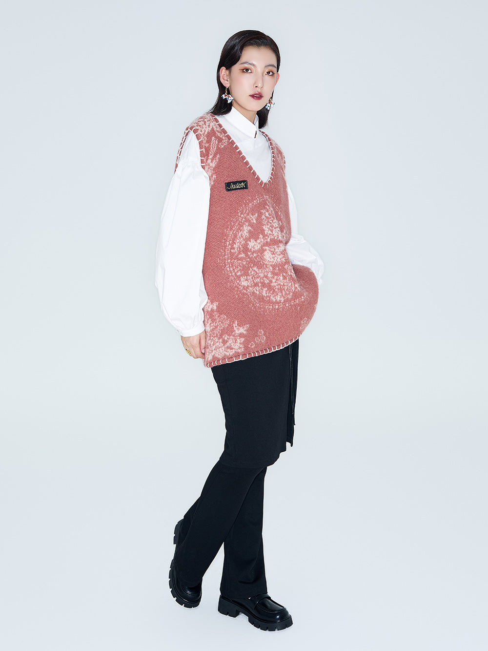 MUKZIN Linglong "Mandarin Duck" Mohair Knitted Large Round Collar Vest