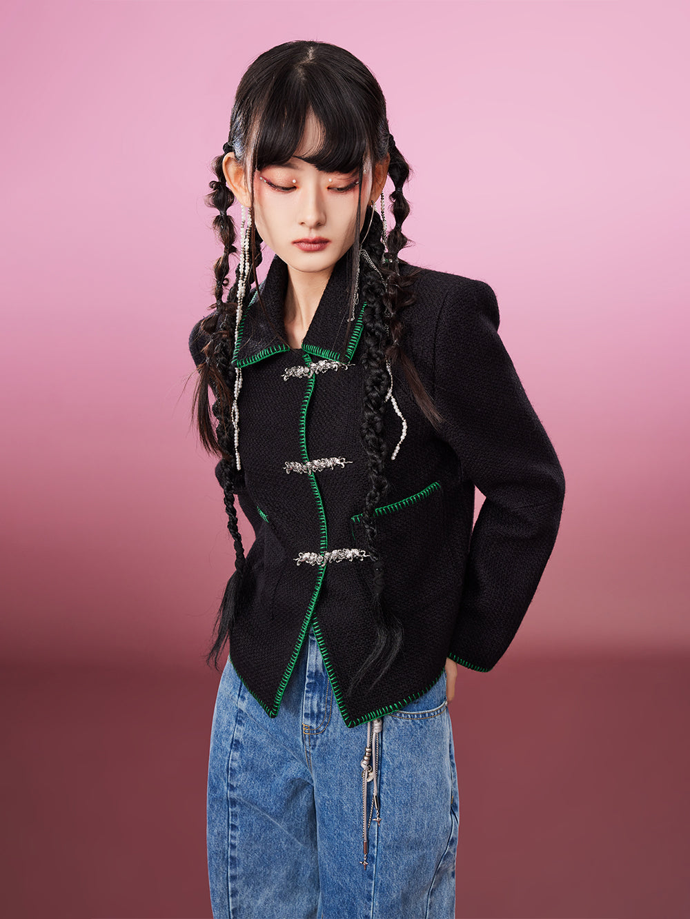 MUKZIN Retro Black Simple Slim Coat
