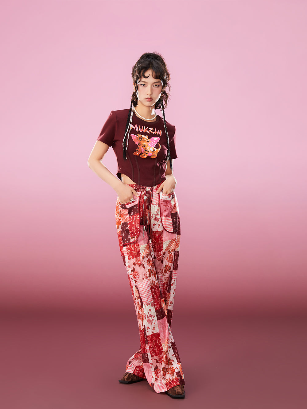 MUKZIN  2-color Short Print All-match Cute Casual T-shirt